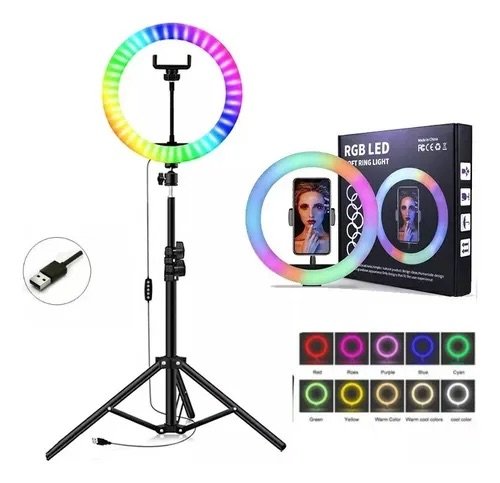 Aro de luz LED RGB Soft Ring Light modelo MJ33
